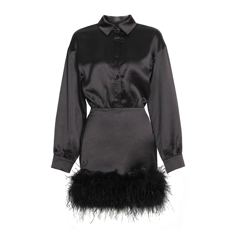 Evening Black Feather Dress